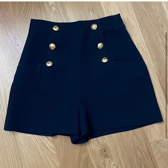 ZARA BALMAIN STYLE DOUBLE BREASTED BLAZER AND SHORTS GOLD BUTTONS - Picture 13 of 15